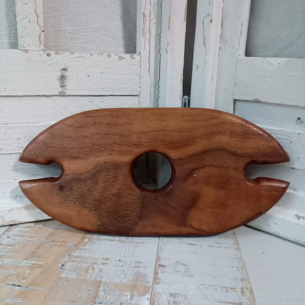 Monkey Pod Wood Wine Butler Caddy Glass Holder Laser Engraved Grapes Gift 10